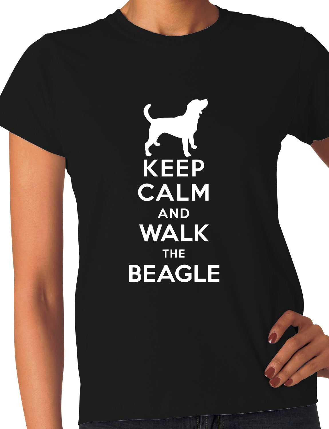 Keep Calm Walk The Beagle KC Dog Lovers Gift Ladies T Shirt