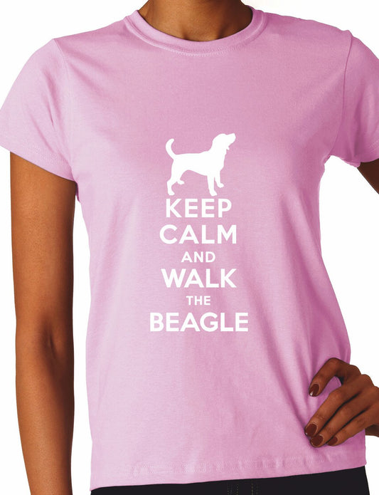 Keep Calm Walk The Beagle KC Dog Lovers Gift Ladies T Shirt