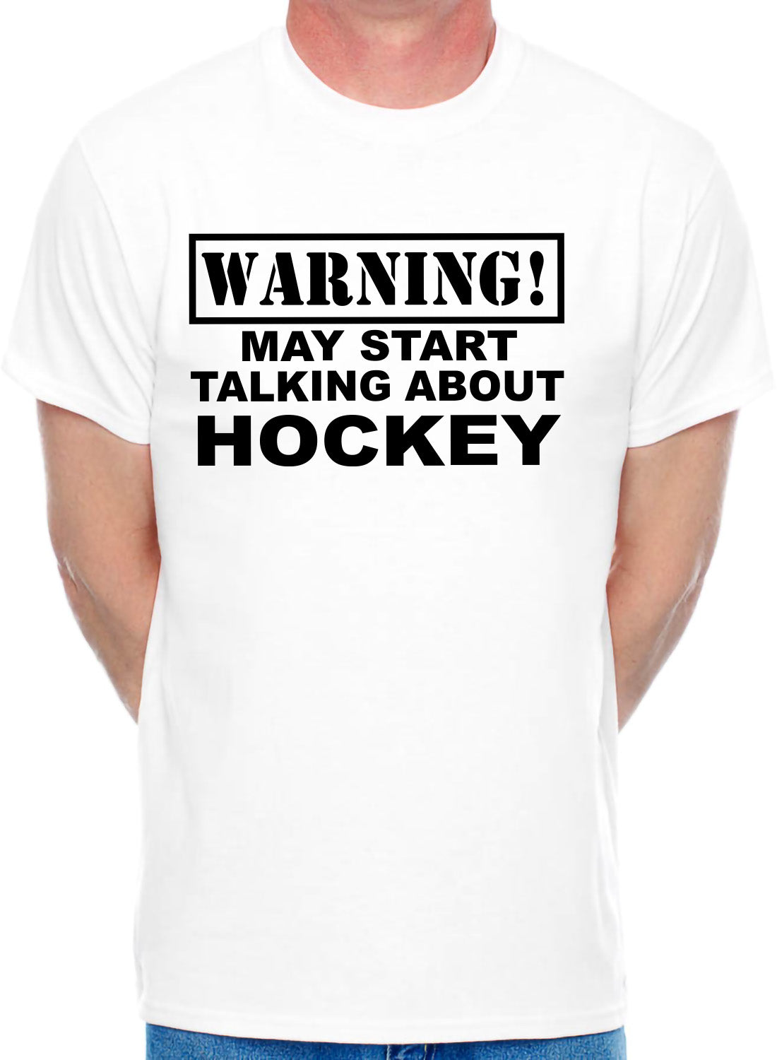 Warning May Talk About Hockey Sport Mens T-Shirt