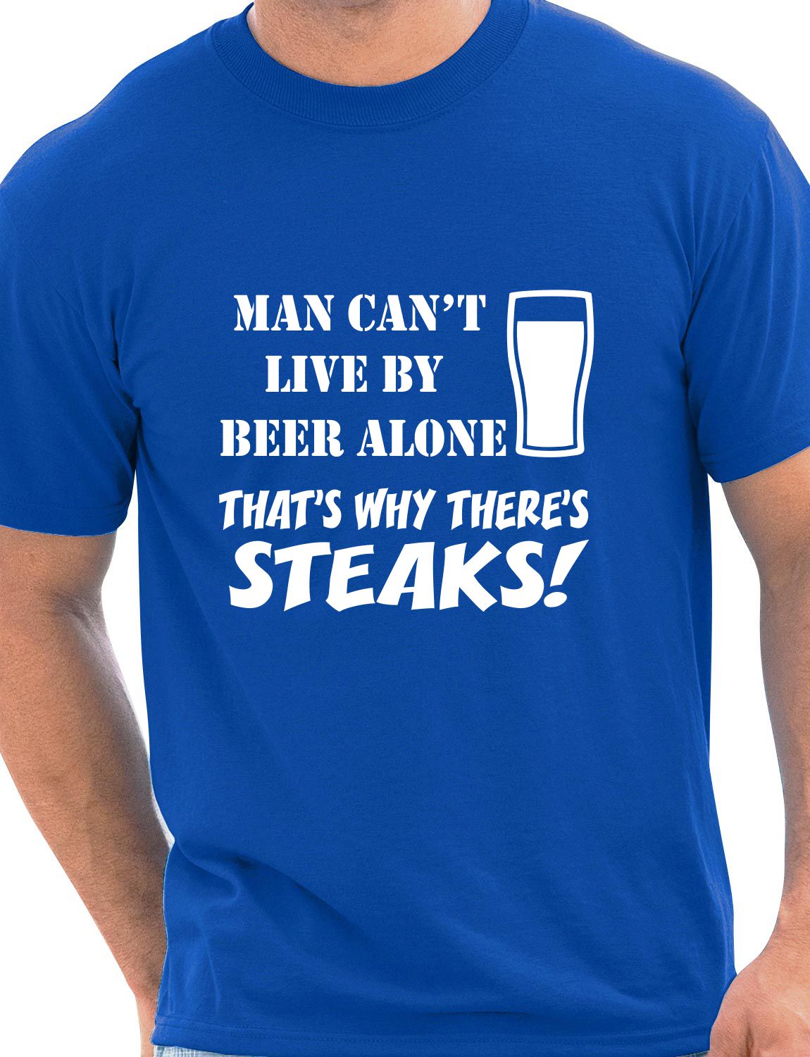 Man Can't Live On Beer Alone Barbeque Mens T-Shirt Size S-XXL