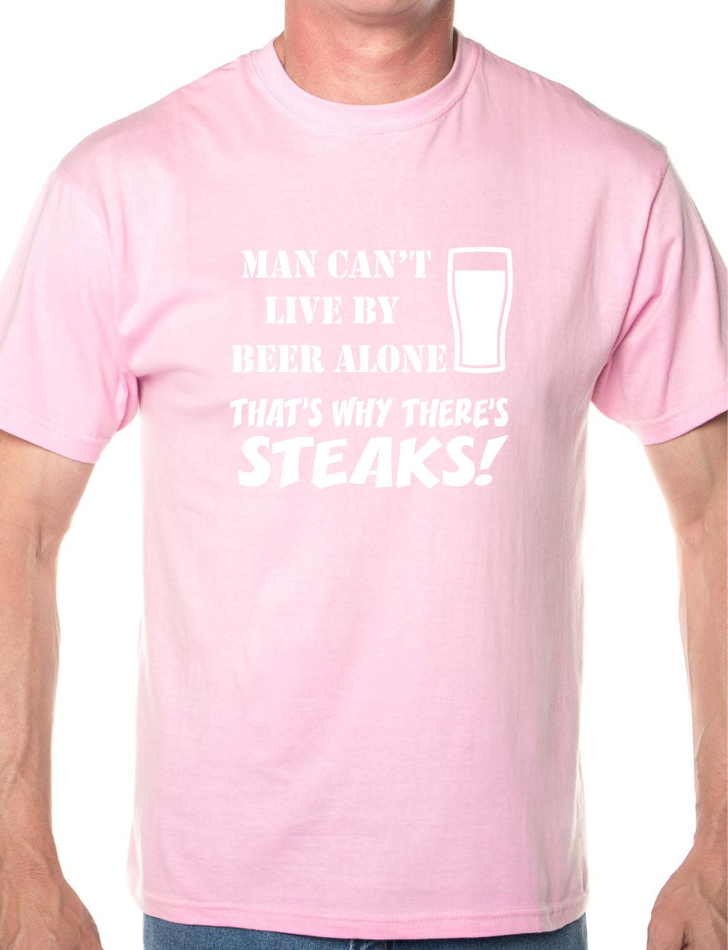 Man Can't Live On Beer Alone Barbeque Mens T-Shirt Size S-XXL