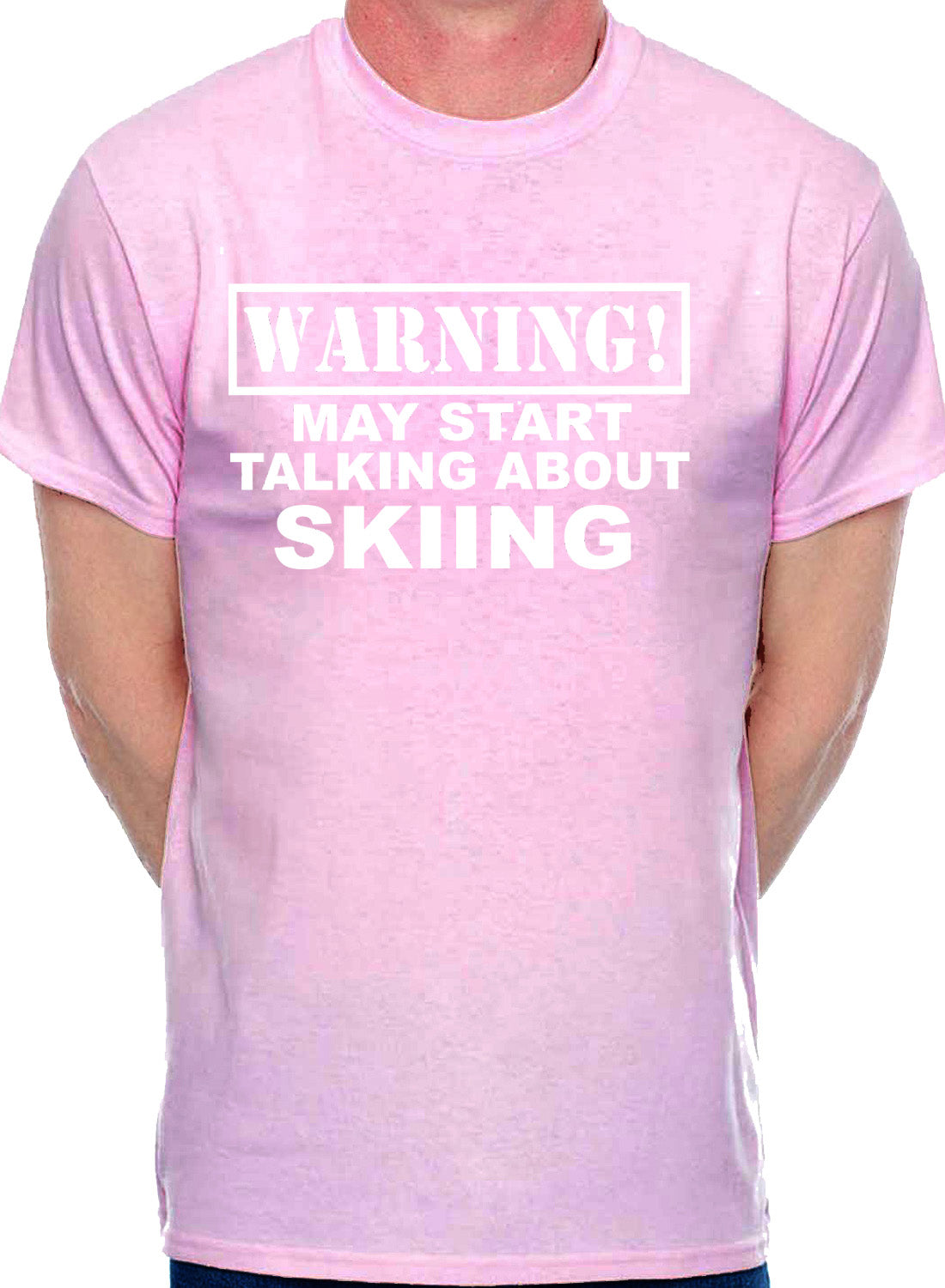 Warning May Talk About Skiing Skier Snowboarding Mens T-Shirt