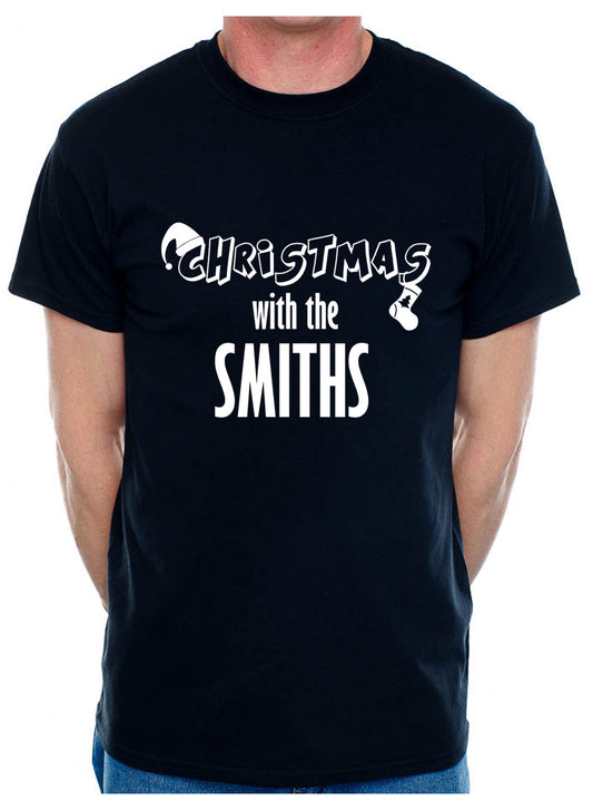 Customised Mens T-Shirt Any Name Or Word Christmas With The Smiths