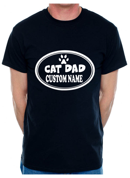 Customised Cat Dad Custom Name Birthday Mens T-Shirt Cat Lover Present