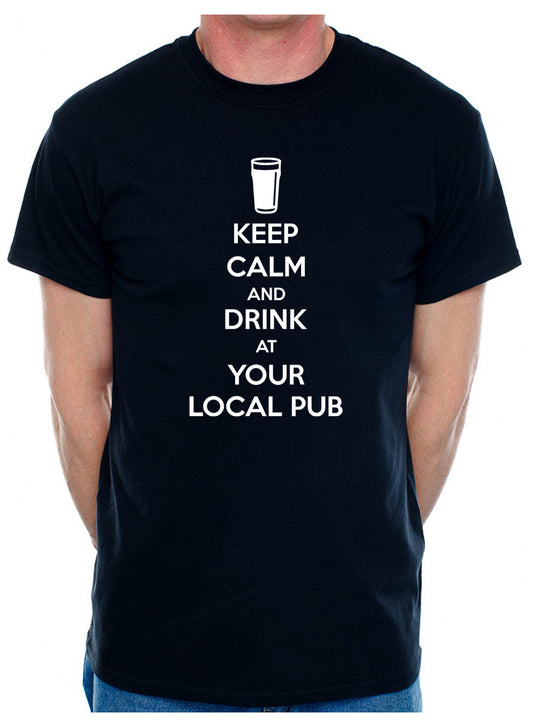 Mens Personalised Pub Keep Calm T-Shirt With Your Local Pub Name Gift