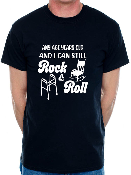 Personalised Men's T-Shirt Rock & Roll  Birthday Age Your Age Here Man's Tee