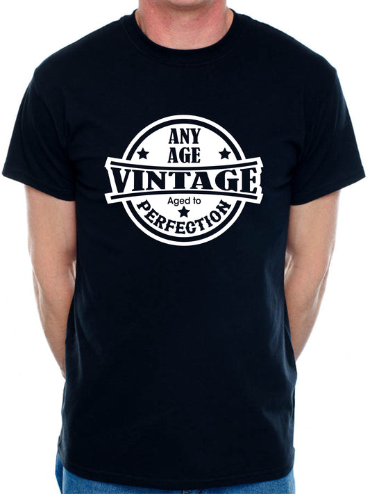 Personalised Men's T-Shirt Vintage Perfection Birthday Age Any Age Man's Tee