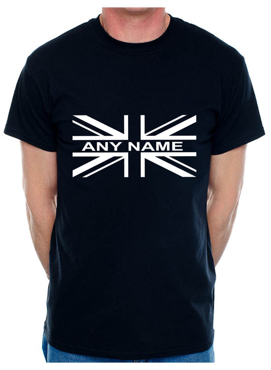 Personalised Mens T-Shirt Union Jack Any Name Sport Club Name