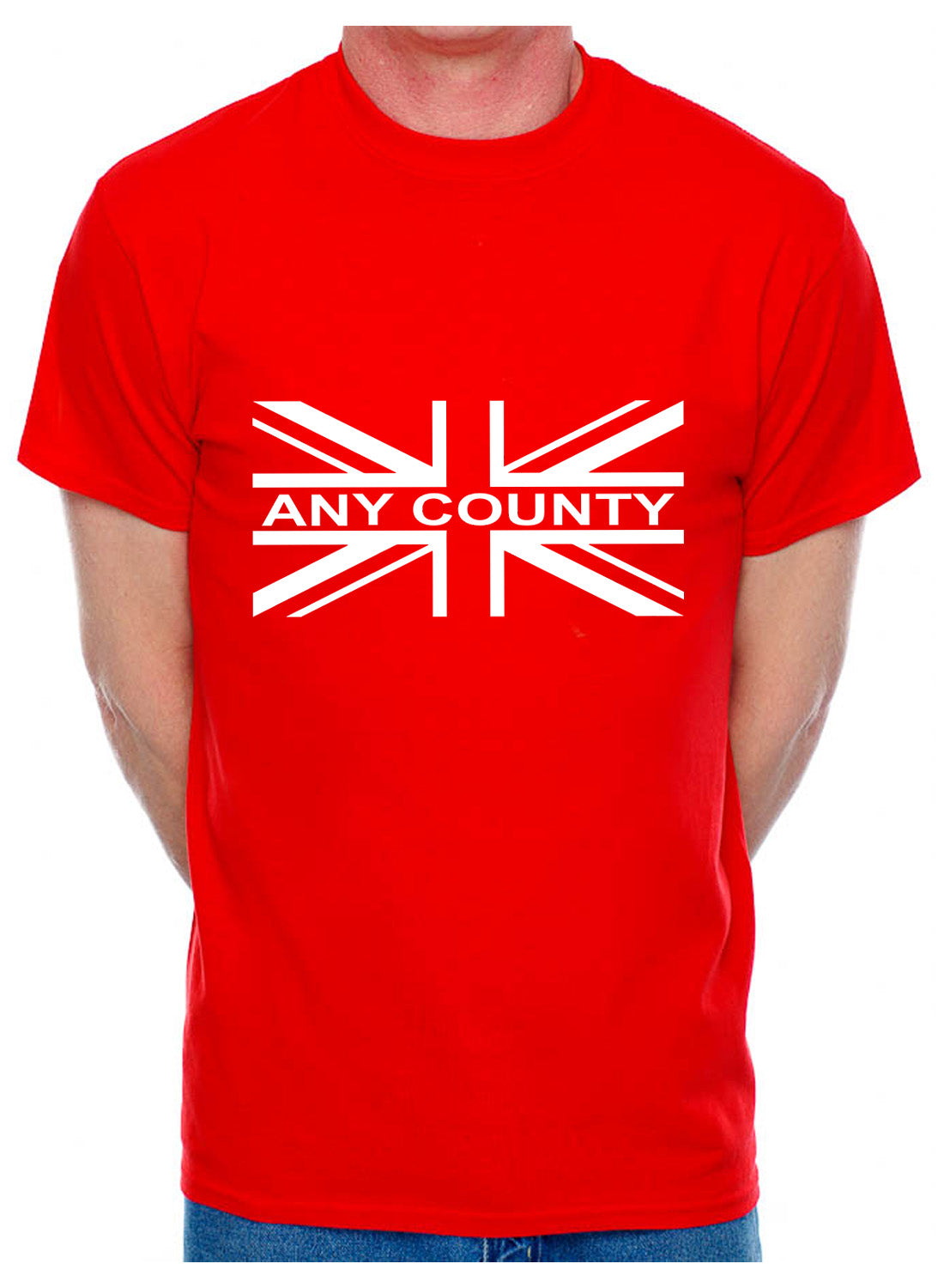 Personalised Mens T-Shirt Union Jack Any County Name Your Choice Of Name