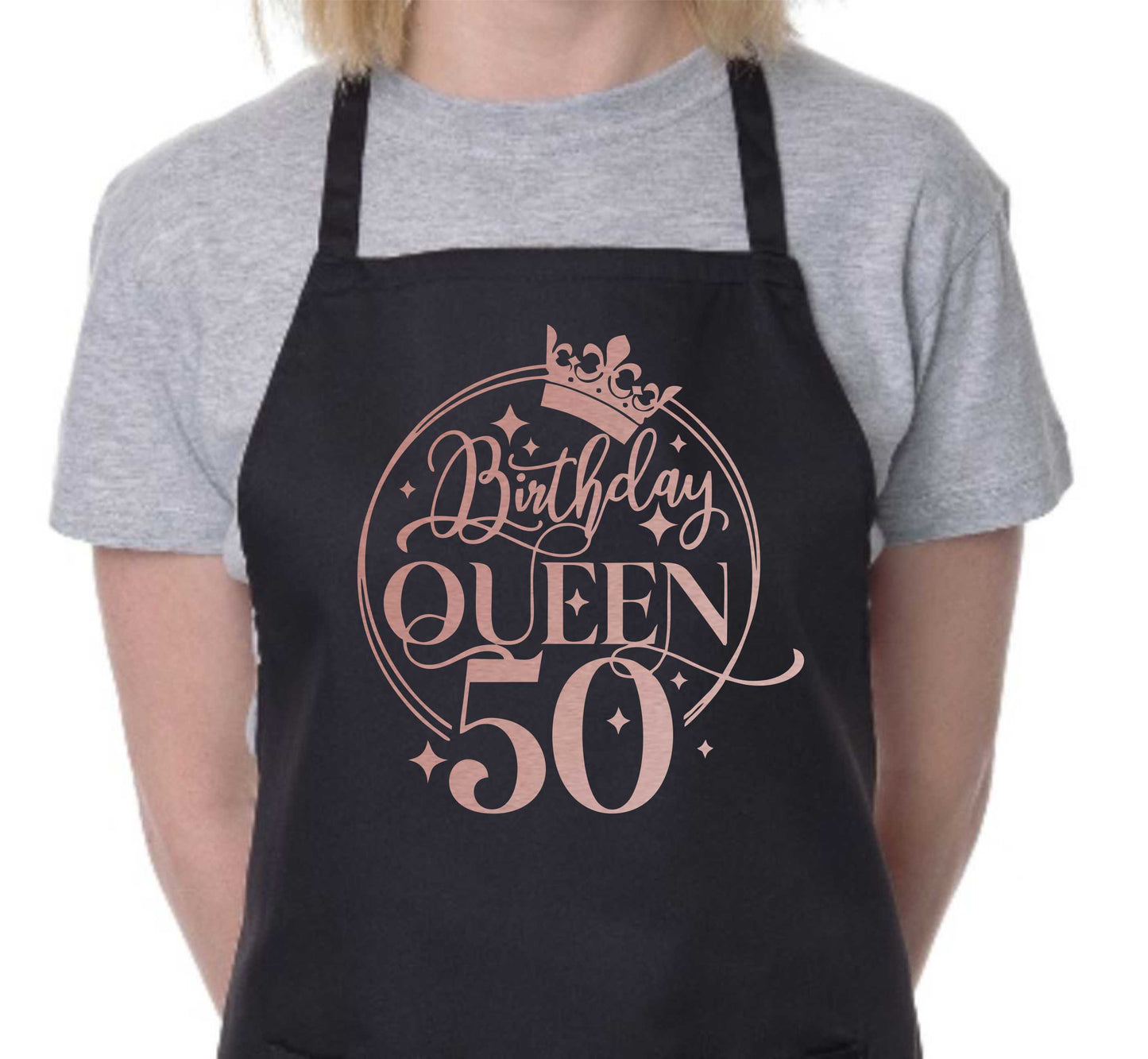 Birthday Queen 50 Ladies Apron 50th Birthday Gift Funny Apron In Rose Gold Design Cooking Apron