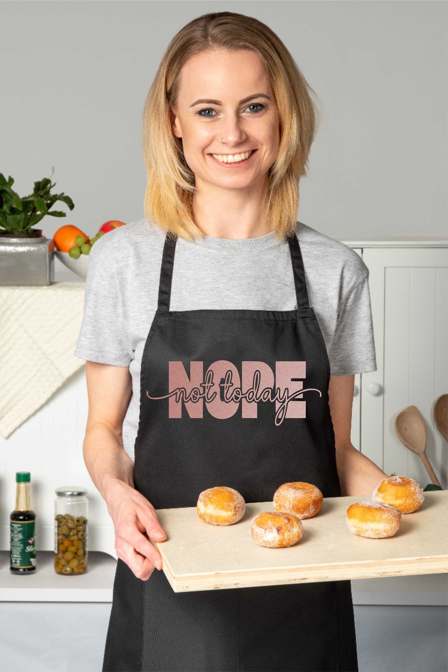 Nope Not Today Apron Funny Mental Health Birthday Gift Cooking Baking BBQ