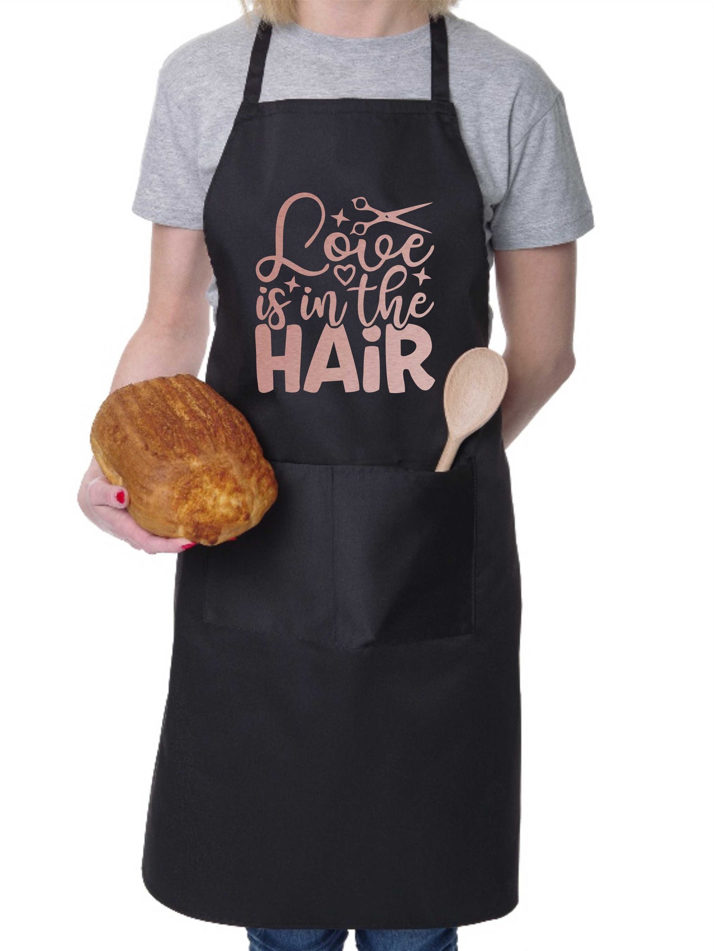 Love Is In The Hair Work Apron Hairdresser Barber Shop Funny Hair Salon