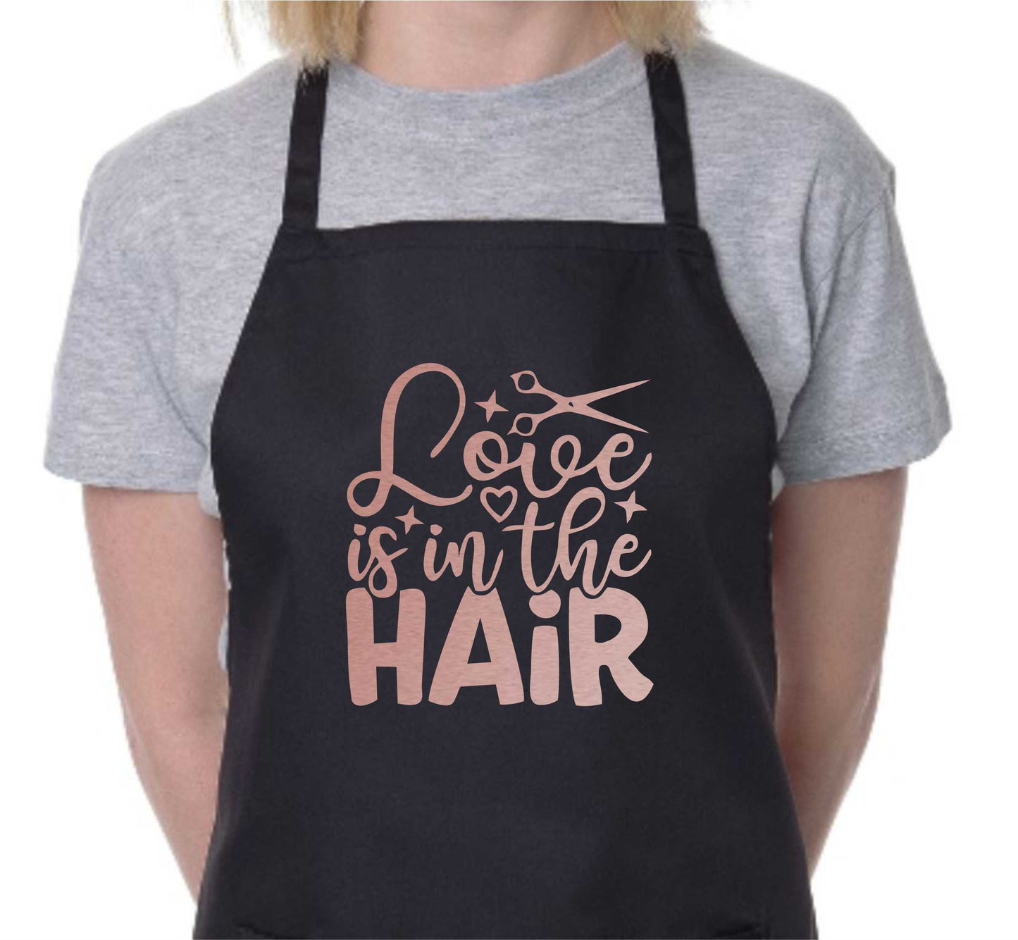 Love Is In The Hair Work Apron Hairdresser Barber Shop Funny Hair Salon