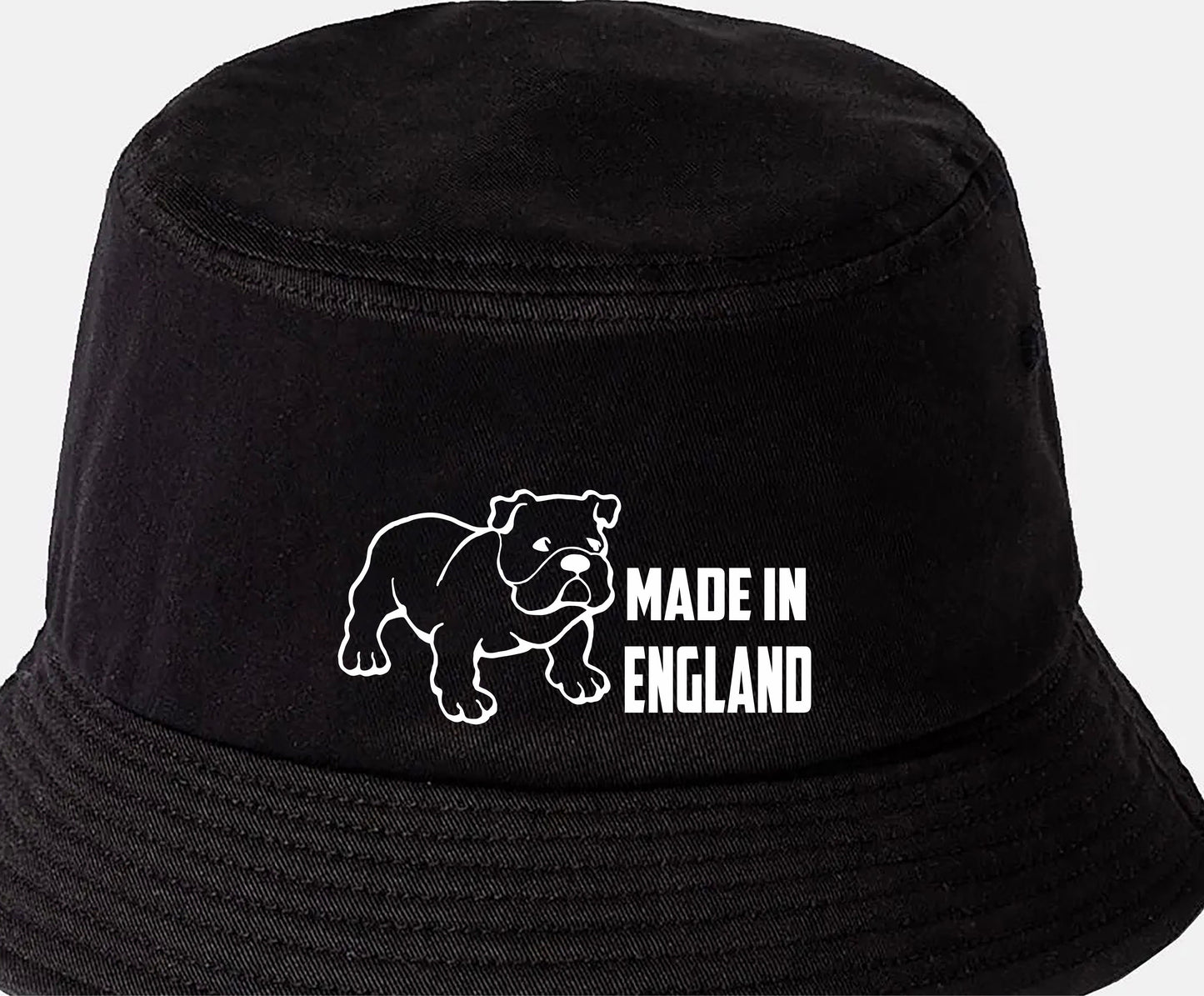 Made in England Bulldog Bucket Hat Patriotic Birthday Gift Men & Ladies