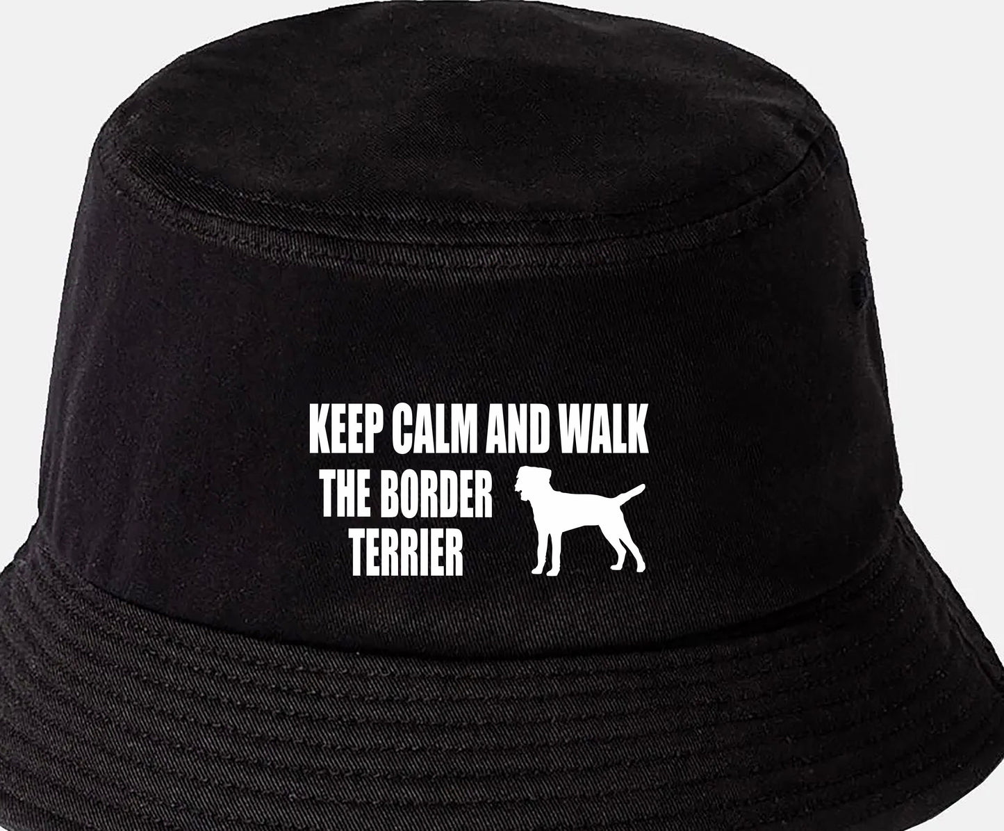 Keep Calm & Walk The Border Terrier Bucket Hat Dog Lovers Gift for Men & Ladies