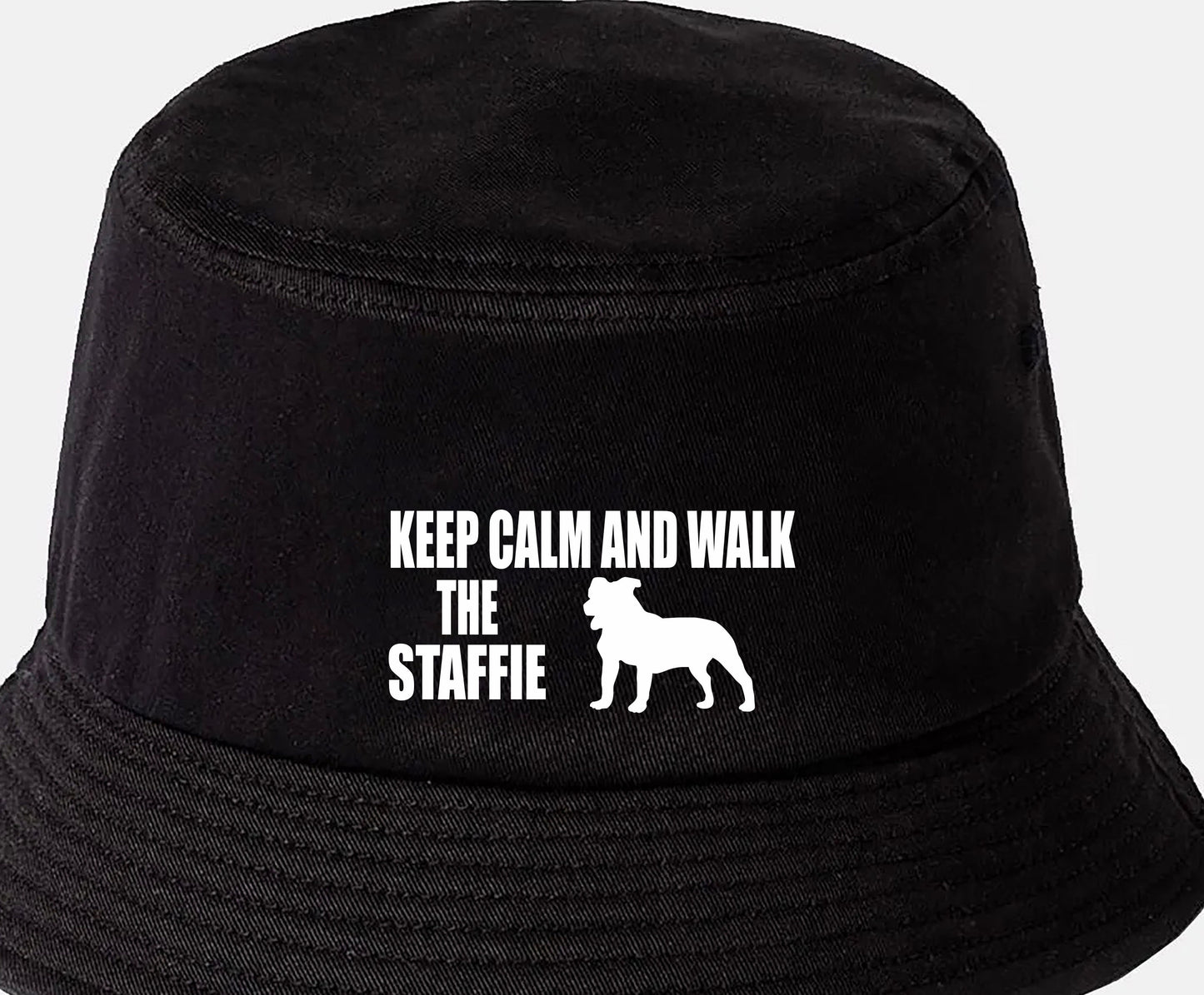 Keep Calm & Walk The Staffie Bucket Hat Dog Lovers Gift for Men & Ladies