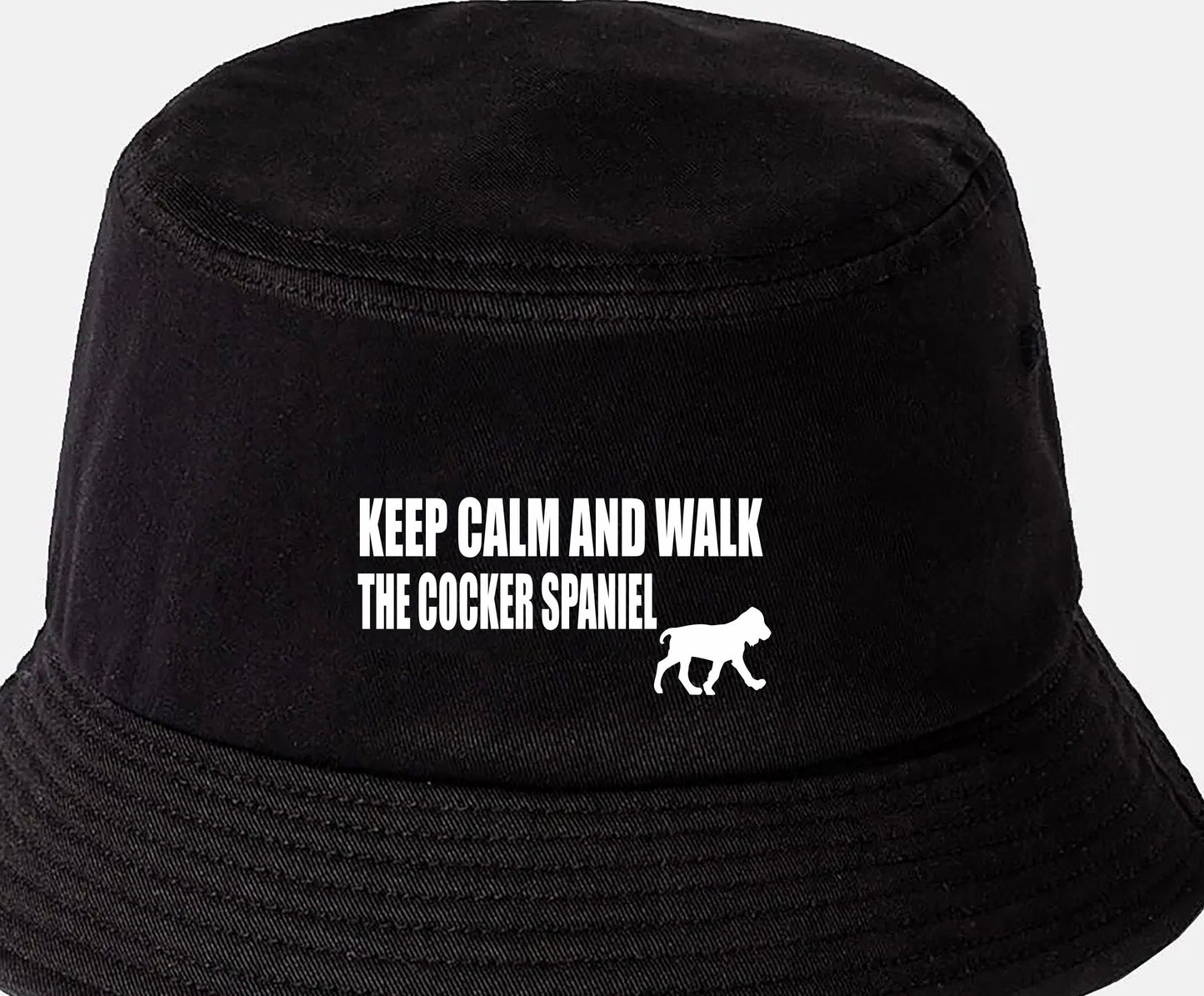 Keep Calm & Walk The Cocker Spaniel Bucket Hat Dog Lovers Gift for Men & Ladies