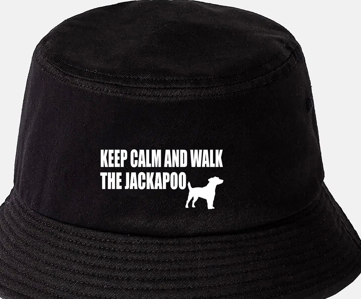 Keep Calm & Walk The Jackapoo Bucket Hat Dog Lovers Gift for Men & Ladies