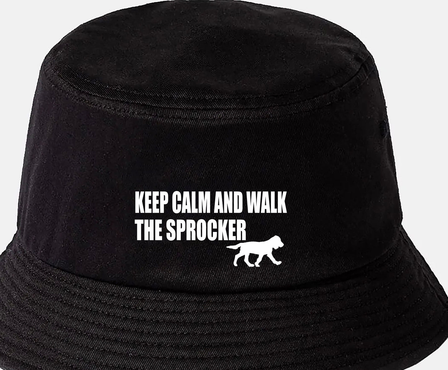 Keep Calm & Walk The Sprocker Bucket Hat Dog Lovers Gift for Men & Ladies