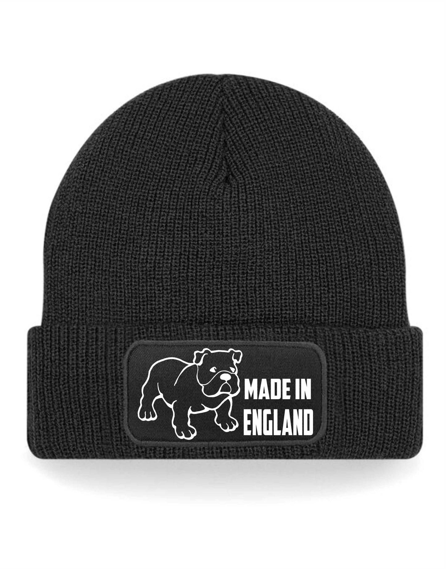 Made In England Bulldog Beanie Hat Patriotic Birthday Gift For Men & Ladies