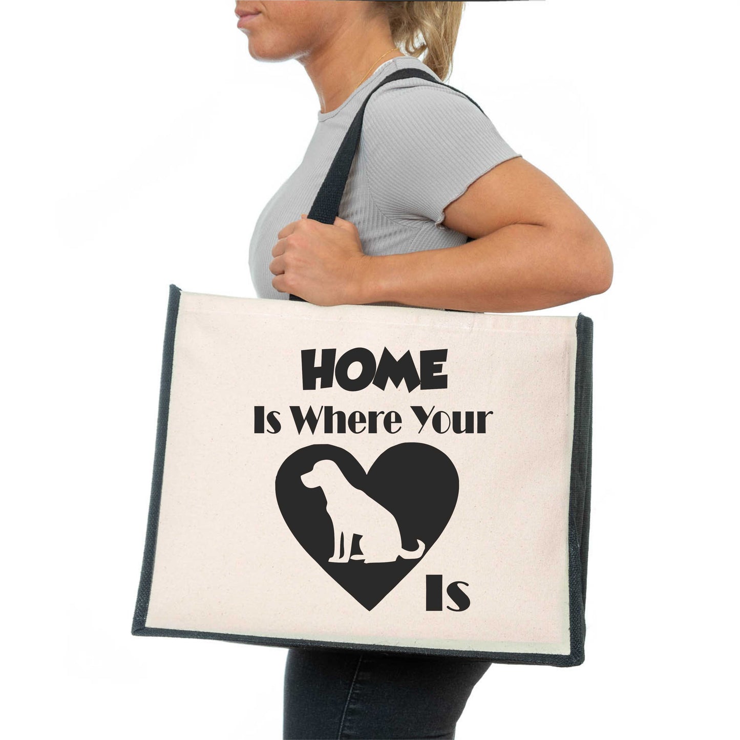 Home Is Where The Labrador Is Tote Bag Dog Lovers Ladies Canvas Shopper