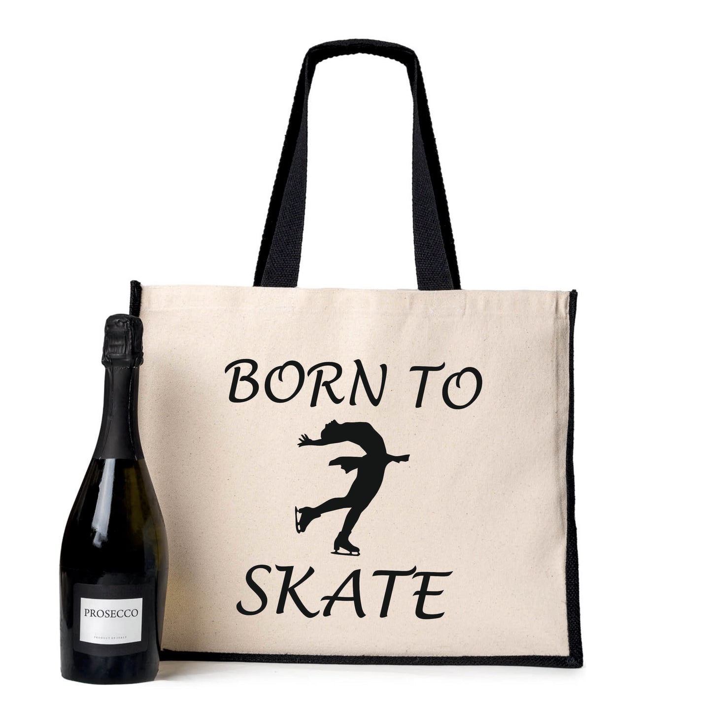 Born To Skate Tote Bag Birthday Ice Skating Gift For Ladies Canvas Shopper