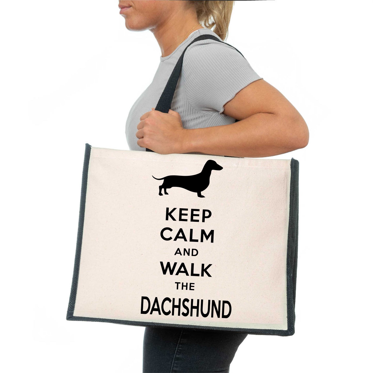 Keep Calm & Walk Dachshund Tote Bag Dog Lovers Ladies Canvas Shopper