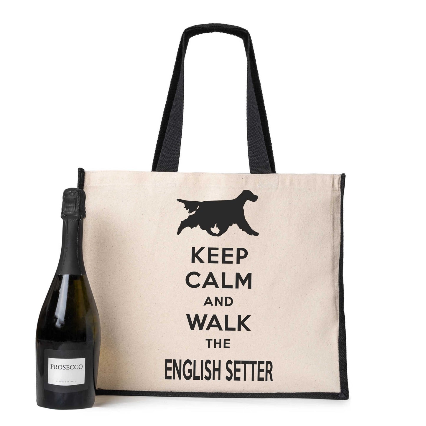 Keep Calm & Walk English Terrier Tote Bag Dog Lovers Ladies Canvas Shopper