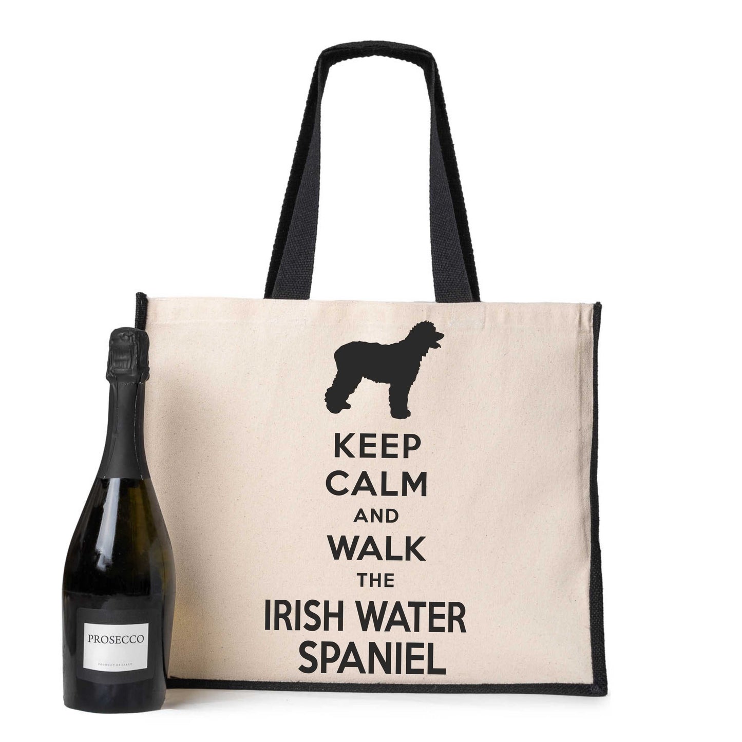 Keep Calm & Walk Irish Water Spaniel Tote Bag Dog Lovers Ladies Canvas Shopper