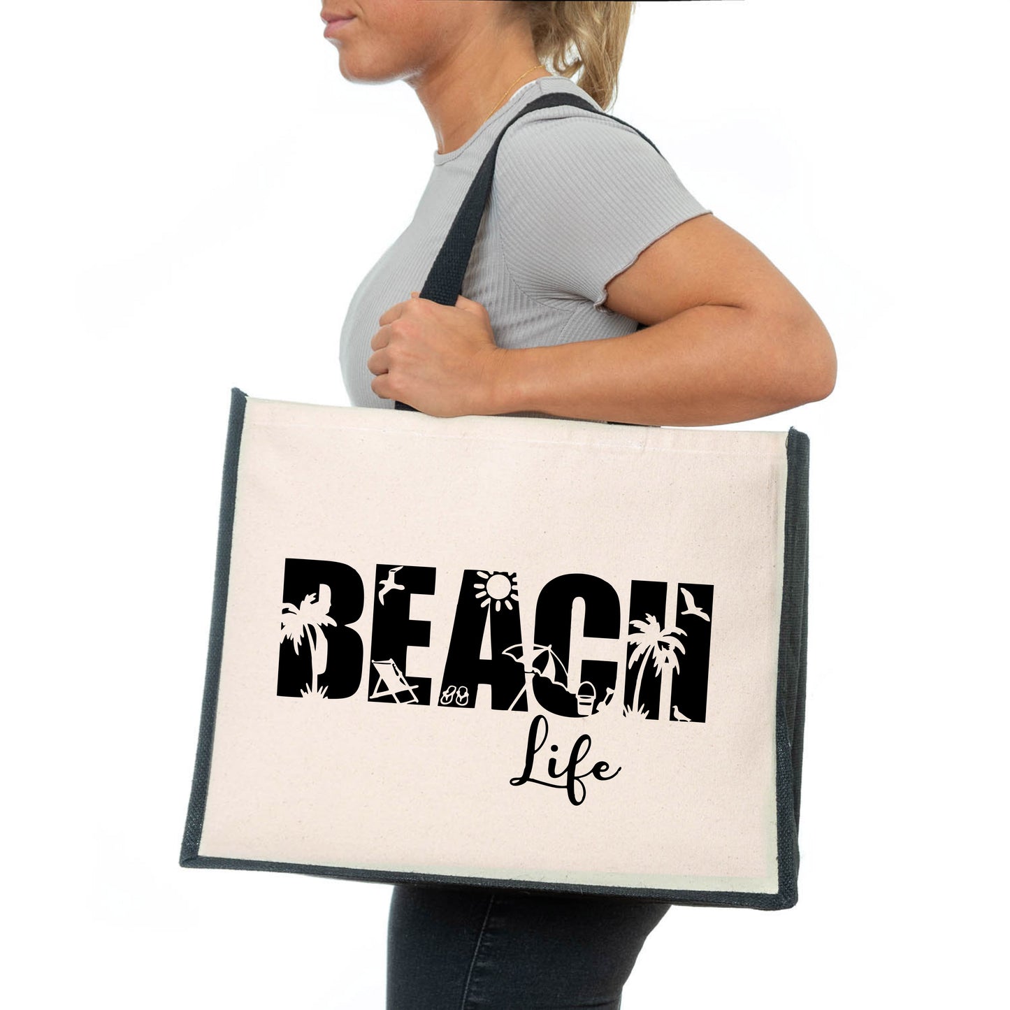 Beach Life Tote Bag Holiday Great For Travel Bag Ladies Canvas Shopper