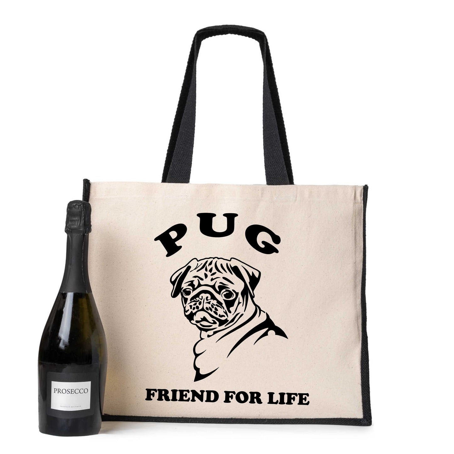 Pug Tote Bag Dog Lovers Gift Ladies Canvas Shopper