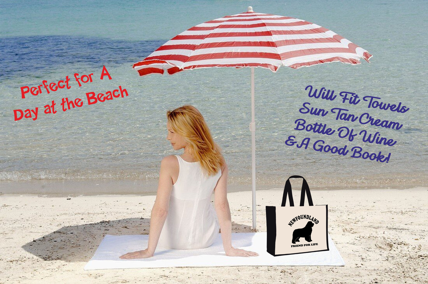 Newfoundland Newfie Tote Bag Dog Lovers Birthday Gift Ladies Canvas Shopper