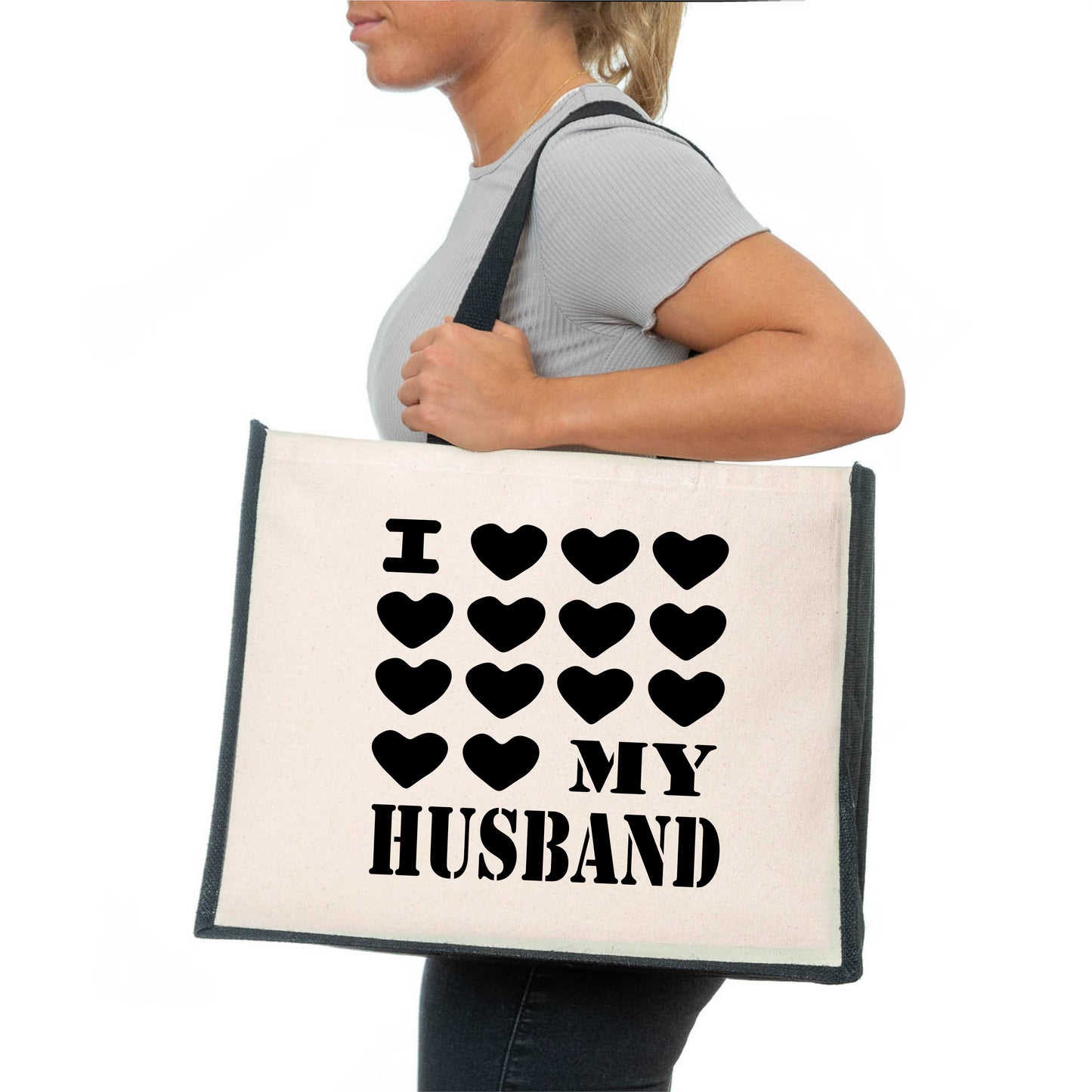 I Love My Husband Tote Bag Birthday Gift Ladies Canvas Shopper