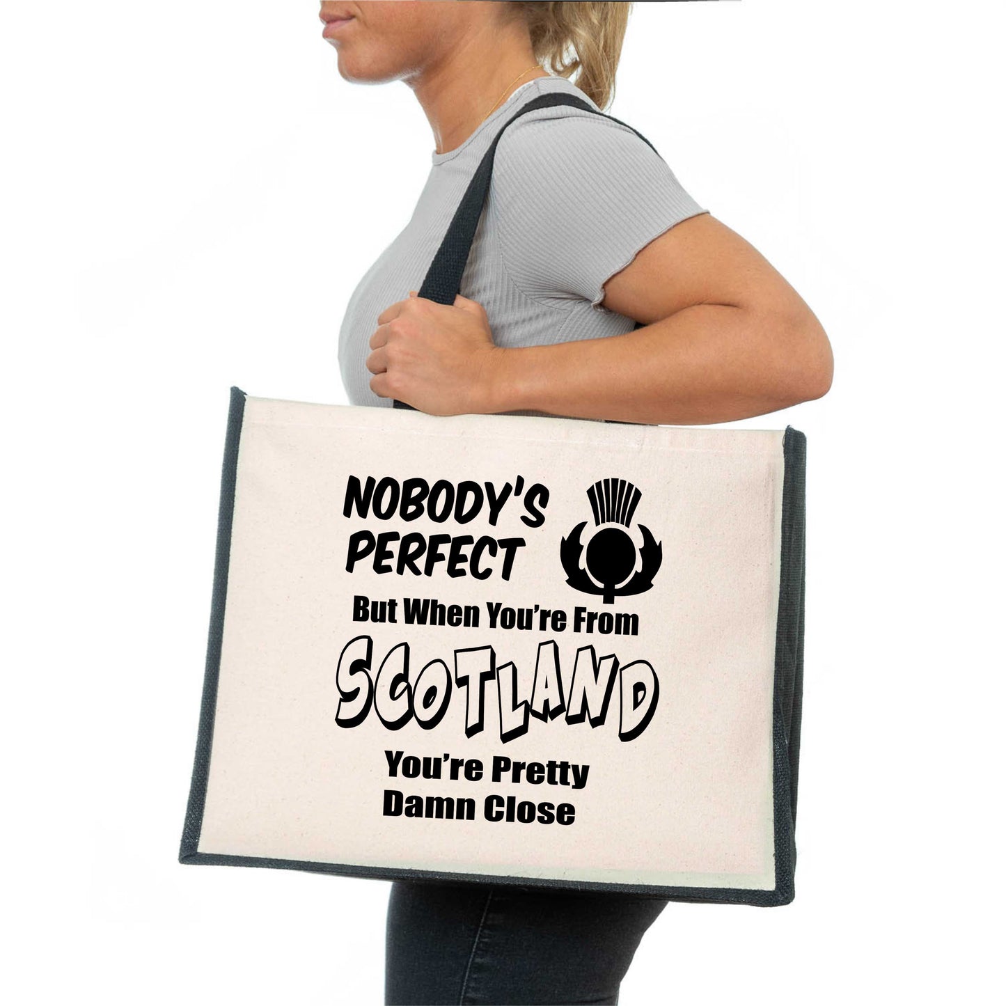 Nobody's Perfect Unless Your From Scotland Tote Bag Ladies Canvas Shopper