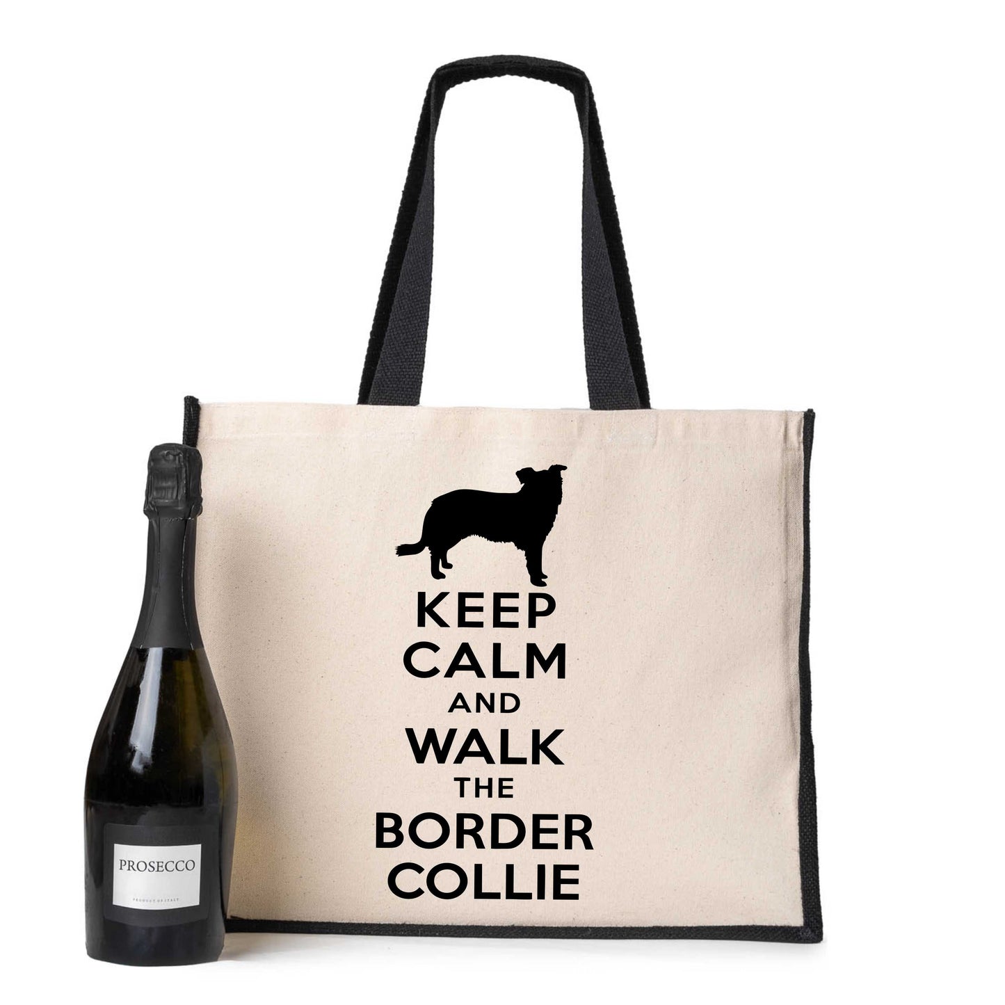 Keep Calm & Walk Border Collie Tote Bag Dog Lovers Ladies Canvas Shopper