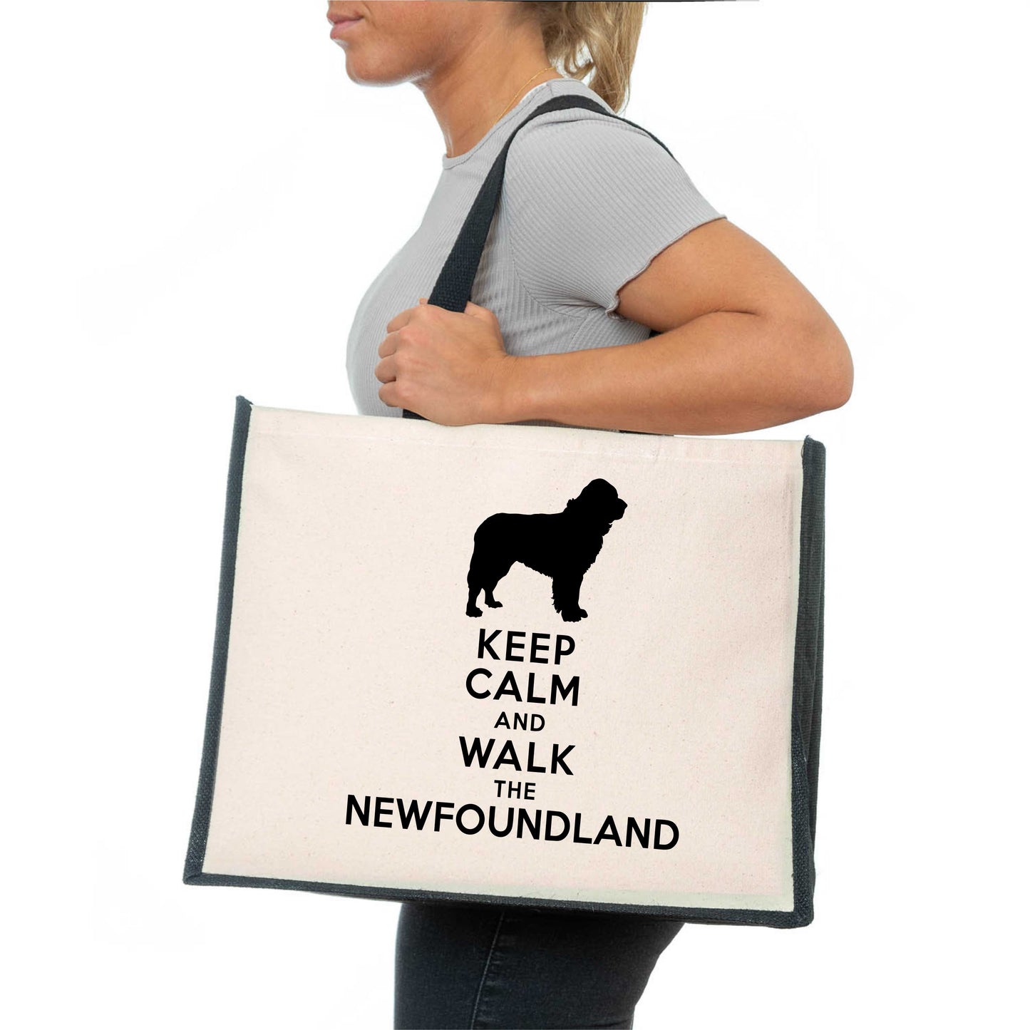 Keep Calm & Walk The Newfoundland Tote Bag Dog Lovers Ladies Canvas Shopper