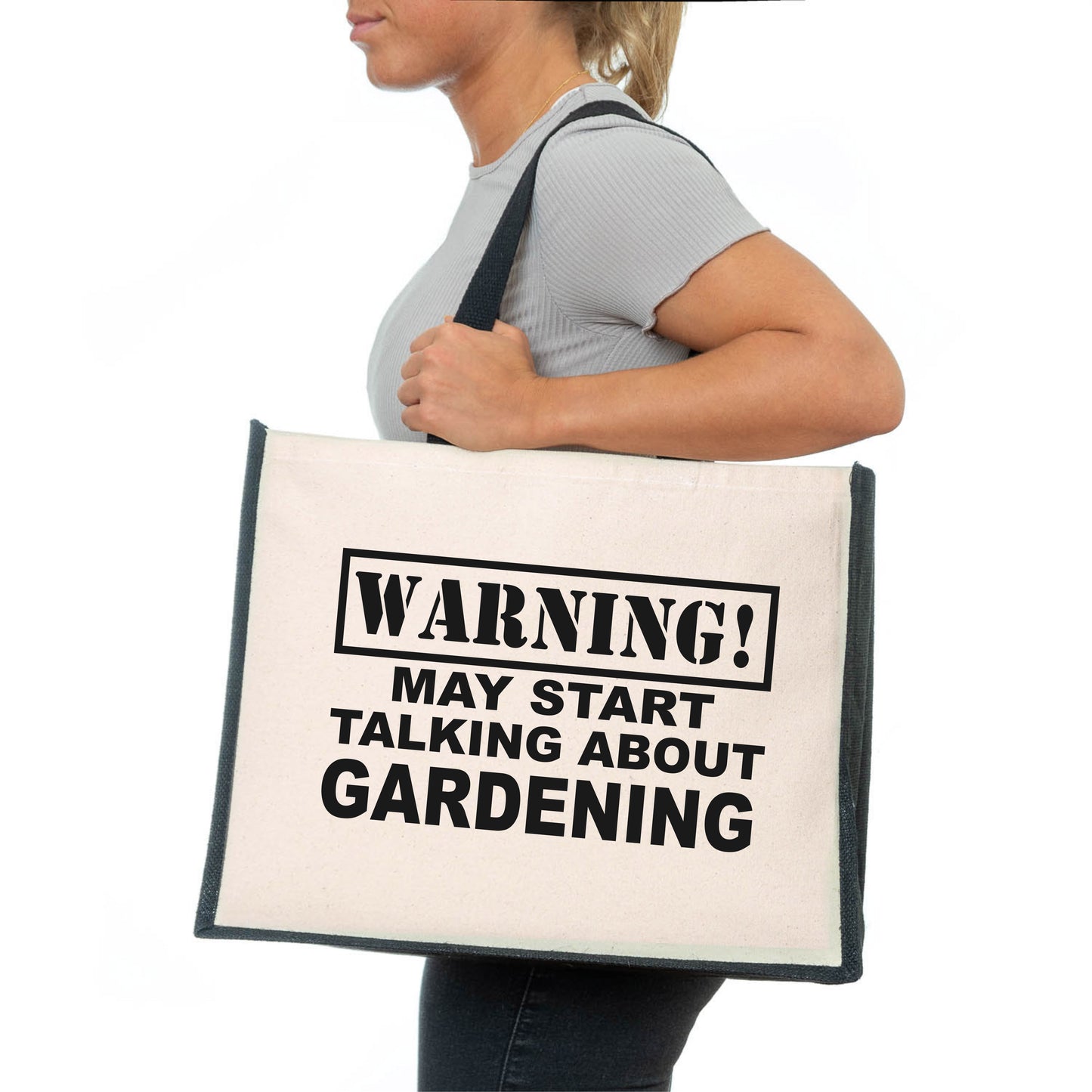 Warning May Talk About Gardening Tote Bag Gift Ladies Canvas Shopper