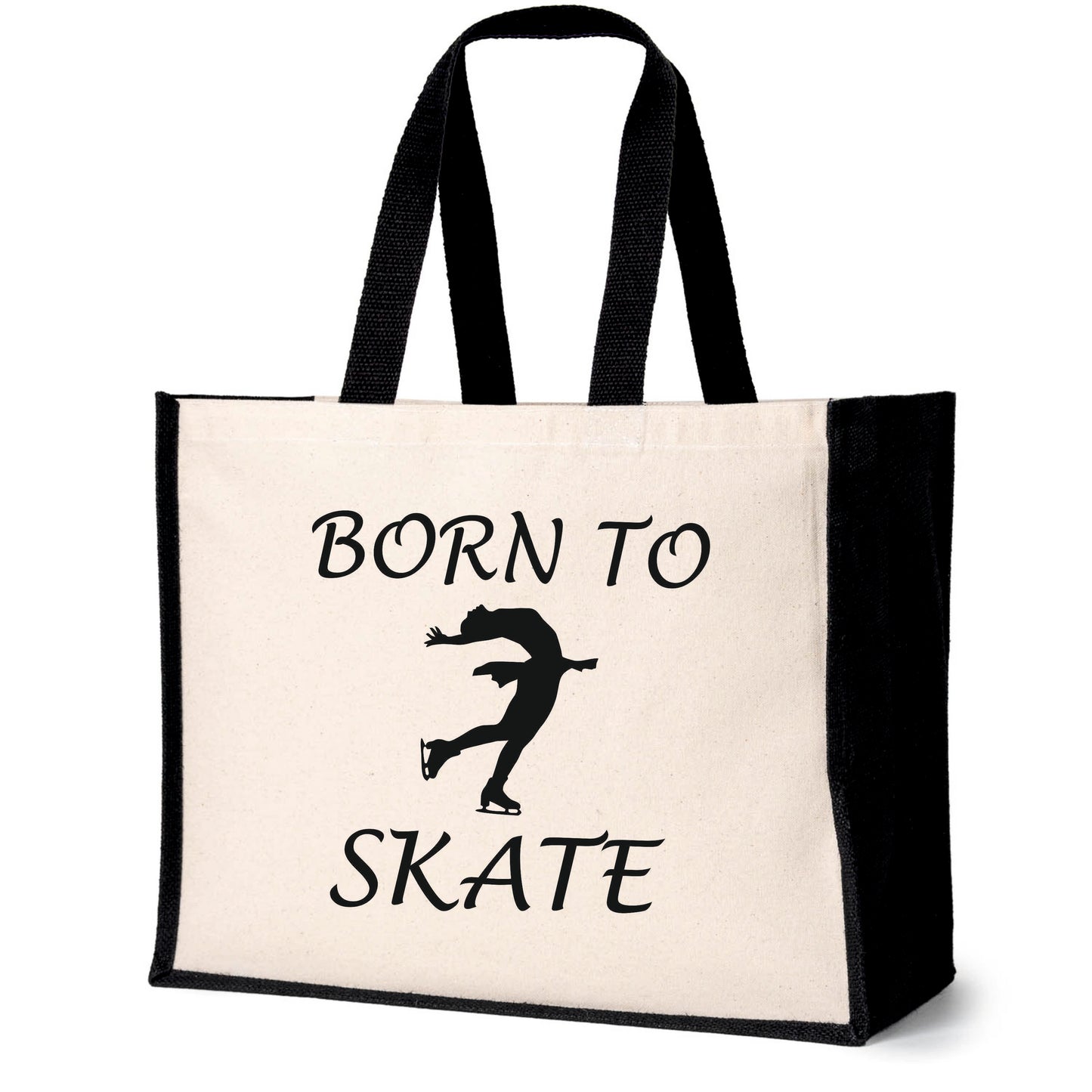 Born To Skate Tote Bag Birthday Ice Skating Gift For Ladies Canvas Shopper