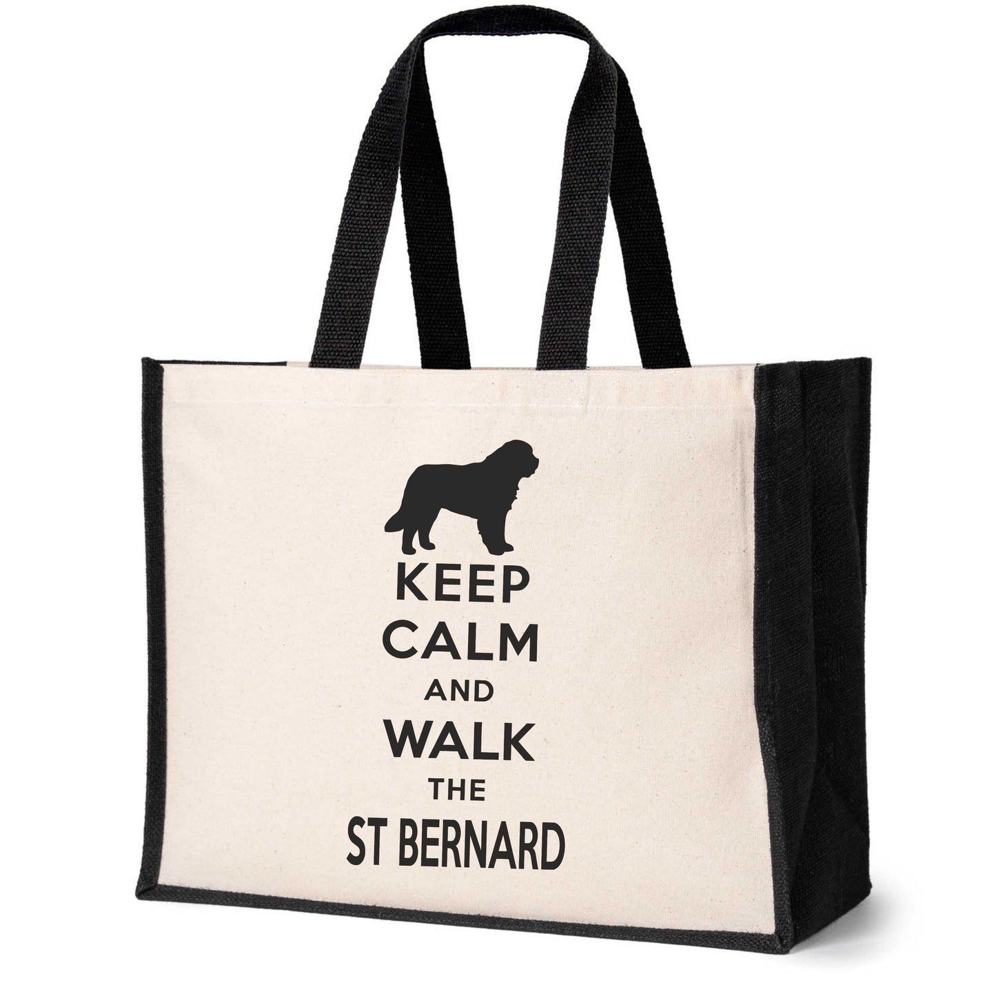 Keep Calm & Walk The St Bernard Tote Bag Dog Lovers Ladies Canvas Shopper