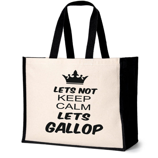 Keep Calm & Gallop Tote Bag Horse Riding Gift For Ladies Canvas Shopper