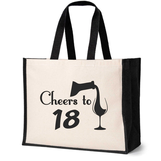 Cheers To 18 Tote Bag 18th Birthday Gift Ladies Canvas Shopper