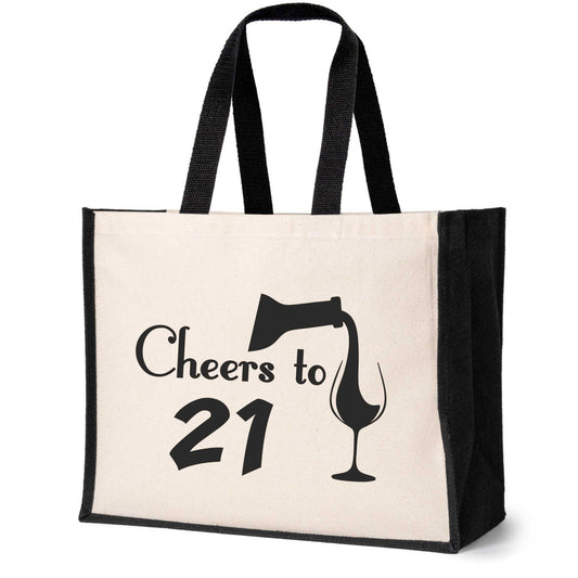 Cheers To 21 Tote Bag 21st Birthday Gift Ladies Canvas Shopper