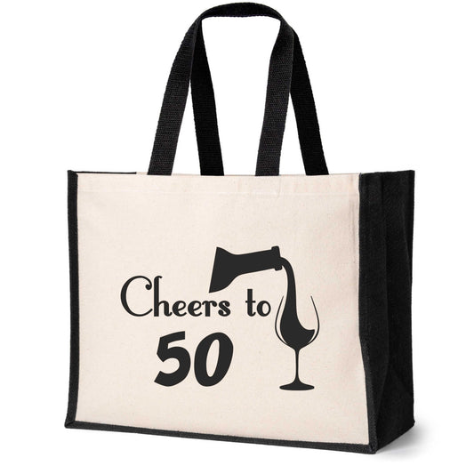 Cheers To 50 Tote Bag 50th Birthday Gift Ladies Canvas Shopper