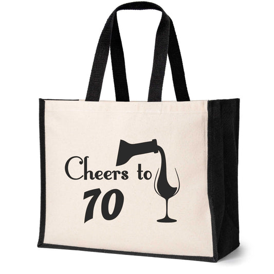 Cheers To 70 Tote Bag 70th Birthday Gift Ladies Canvas Shopper