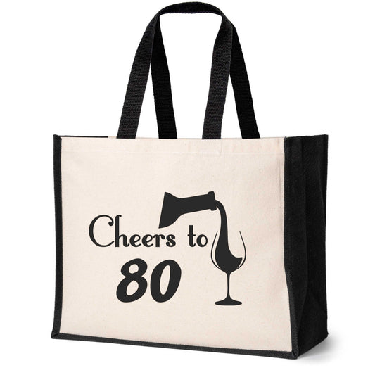 Cheers To 80 Tote Bag 80th Birthday Gift Ladies Canvas Shopper