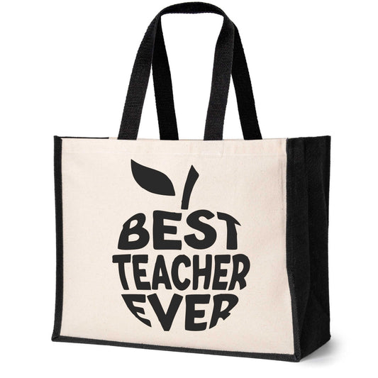 Best Teacher Ever Tote Bag Birthday Gift Ladies Canvas Shopper