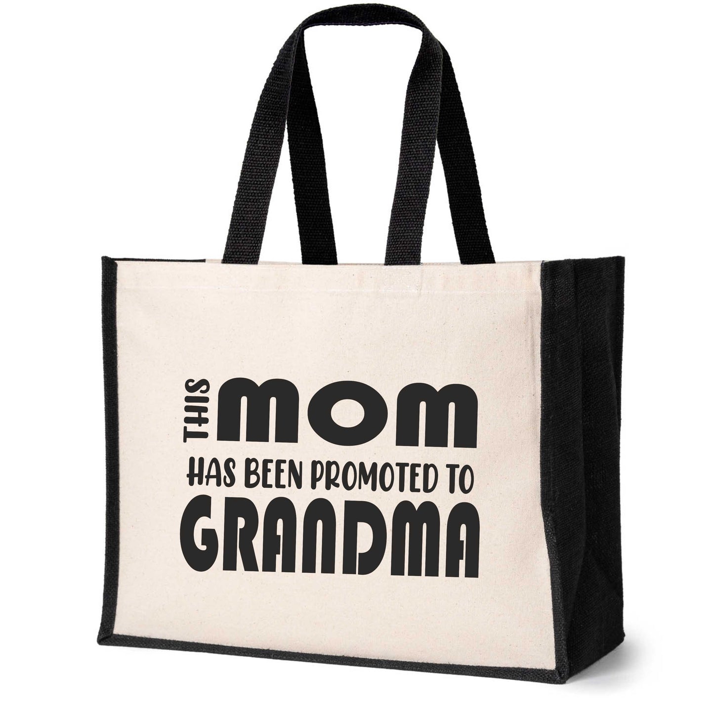 This Mom Promoted To Grandma Tote Bag New Grandchild Gift Ladies Canvas Shopper