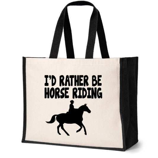 I'd Rather Be Horse Riding Tote Bag Horse Lovers Gift Ladies Canvas Shopper