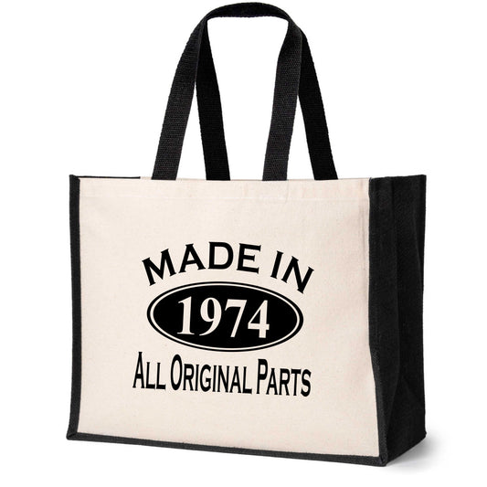 Made In 1974 Tote Bag 50th Birthday Gift Age 50 Ladies Canvas Shopper