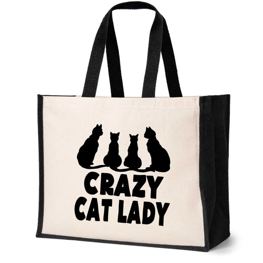 Crazy Cat Lady Tote Bag Cat Lovers Gift Ladies Canvas Shopper